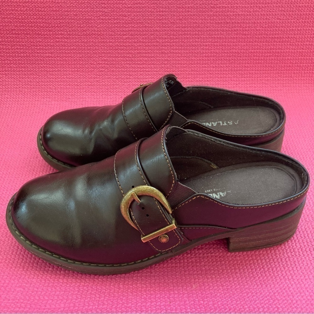 Eastland “Erin” Slides Mules Sz 8  Women BROWN Faux Leather Accent Buckl… - Picture 3 of 8